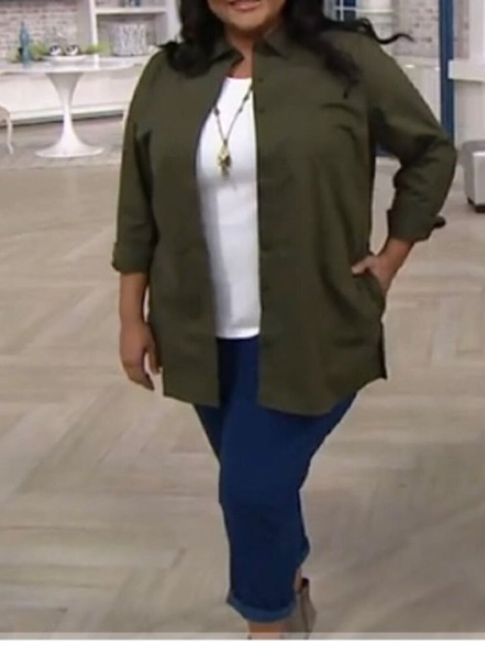 Denim & Co. Stretch Poplin Duster Shirt